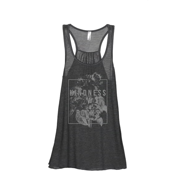Kindness Rocks Women's Fashion Sleeveless Flowy Racerback Tank Top Charcoal Grey 2X-Large