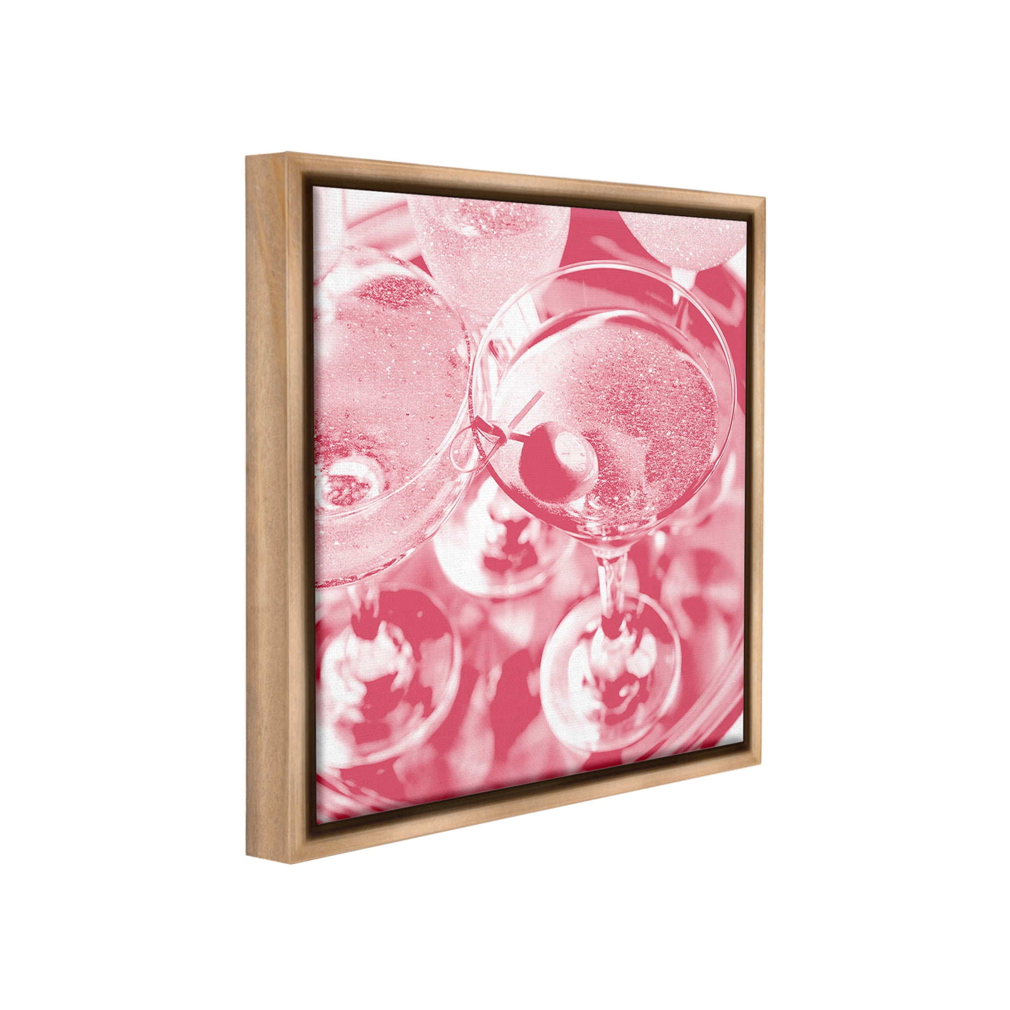 Stupell Industries Pink Glam Cocktails Food & Beverage Painting Brown Floater Framed Canvas Art Print Wall Art, 18 x 18