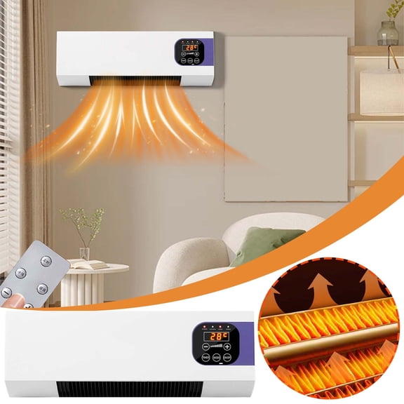 Wall Mounted Space Heater and Fan 2 in 1, Fast Heating Ceramic Heater for Bedroom Bathroom Indoor Use, Safe Bathroom Heater with Digital Thermostat Timer and Towel Warmer Function