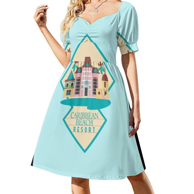 Vestido de verano de manga corta Caribbean Beach Resort para mujer Vestidos de falda de verano para mujer