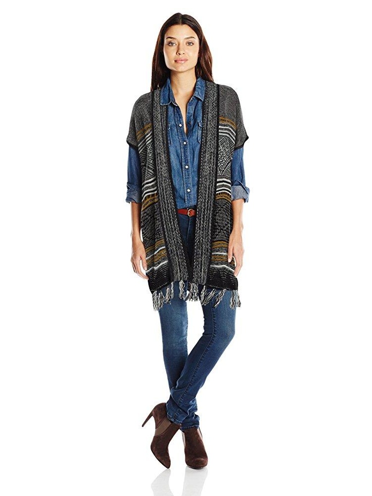 jacquard aztec print cardigan sweater 