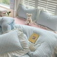 thumbnail image 4 of Blue Gingham Ruffle Duvet Cover Twin Size Comforter Cover Set Vintage Plaid Checkered Farmhouse Bedding Set 66"x89" 3 Pieces, 4 of 8