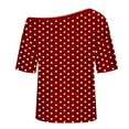 thumbnail image 4 of Posijego Womens Summer Tops Short Sleeve Shirt Polka Dot Printed Round Neck Casual Blouses Loose Soft Tunic Shirts, 4 of 6