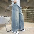 thumbnail image 5 of YunPes Boy's Star Baggy Jeans Teen Boys Straight Wide Leg Denim Pants with Pocket Y2K Hip Hop Streetwear Cargo Pants Patchwork Jeans, 5 of 9