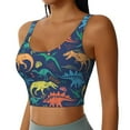 thumbnail image 2 of Sports Bras For Women Workout Tank Tops, Colorful Dinosaur Cute Print Running Vest With Removable Cups, 2 of 2