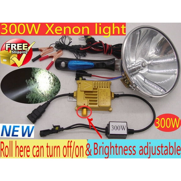 Adjust Brightness 300W HID Xenon Hunting Fishing Camping Light H3 Bulb Headlight Lamp Kit 6000K