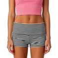thumbnail image 2 of Women's Fold Over Shorts Y2K Striped Mini Shorts Waist Elastic Lounge Pajama Pants Summer Casual Soft Yoga Pants, 2 of 6