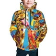 thumbnail image 2 of Bingfone Colorful Giraffes with Drinks Pattern Youth Classic Hoodies Soft Hooded Pullover Sweatshirts for Girls and Boys, 2 of 6