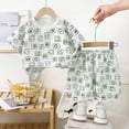 thumbnail image 4 of TOWED22 Baby Boy Summer Outfits 2 Pieces Crewneck Short Sleeve Shirt Top Truck Graphic Elastic Waist Shorts Clothes(Green,6-7 Y), 4 of 4