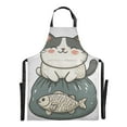 thumbnail image 6 of Yayeee Chief Kitchen Apron with Pockets for Cooking Water Resistant Unisex Adjustable Neck Strap, Beige Cute Cat, 6 of 7
