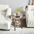 thumbnail image 3 of Round Side Table with Lower Shelf End Table for Small Spaces Nightstand Living Room Greige, 3 of 9