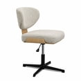 thumbnail image 1 of Fohfurniture Silla de Escritorio Giratoria sin Brazos, Asiento Ancho Tapizada en Tela Acolchada, Ajustable Base de Cruz sin Ruedas, Silla de tocador Madera y Tela Ideal para Dormitorios y Estudio, 1 of 8