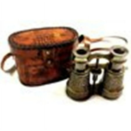 Victorian Marine Antique Brass Binocular Brown Leather Case Rustic Vintage Home Decor Gift By Thor Instruments