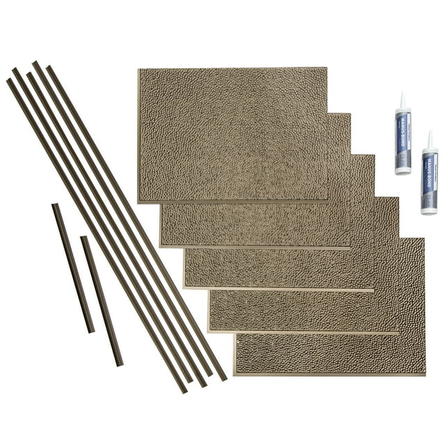FASÄDE Hammered Decorative Vinyl Backsplash 15 sq ft Kit in Argent Bronze