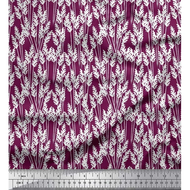 Soimoi Polyester Crepe Fabric Leaves Watercolor Print Sewing Fabric Yard 42 Inch Wide