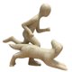 thumbnail image 1 of Estatua de hombre y perro, figura decorativa de arte para estantería de salón. Color de arenisca, 1 of 9