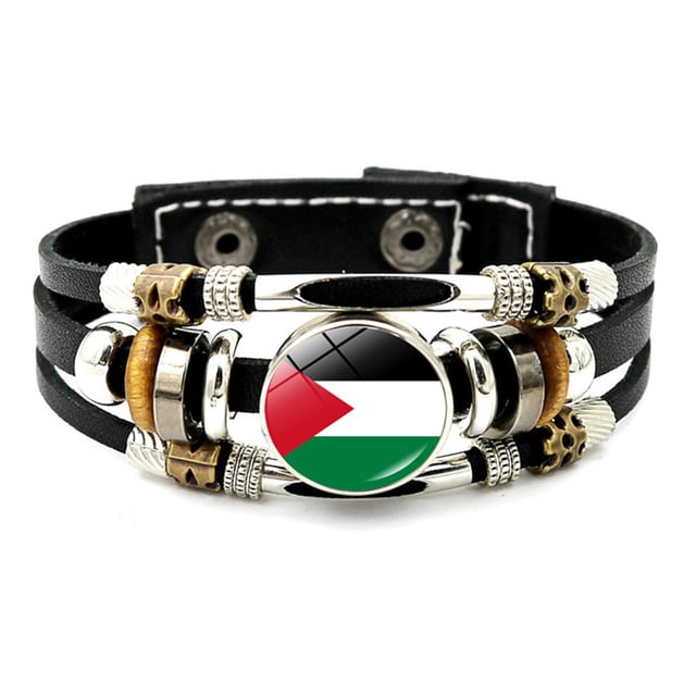 Pulsera Cuero Palestina Ajustable 3 Hilos para La Motivación Conciencia
