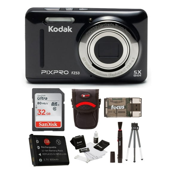 Kodak PIXPRO Friendly Zoom FZ53 with 32GB SD Card and Camera Accessory Bundle