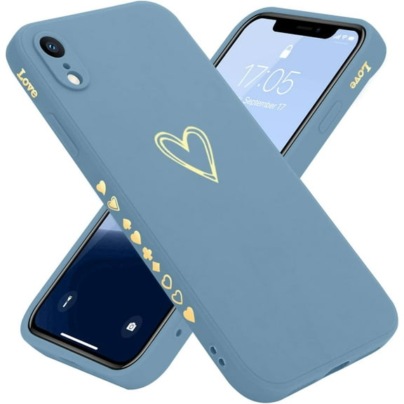 Compatible with iPhone Xr Case 6.3 inch for Women Girls, Cute Luxury Love Heart [Soft Anti-Scratch Full Camera Lens Protection] Silicone Girly ShockProof Phone Case for iPhone Xr-Lavender Grey