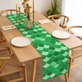 thumbnail image 3 of Green Fish Scale Table Runner - 108 Inch Long, Kitchen Dining Table Runner Dresser Scarves, Modern Geometric Ombre Abstract Moroccan Farmhouse Decor for Coffee Tables Wedding Party Banquet, 3 of 8