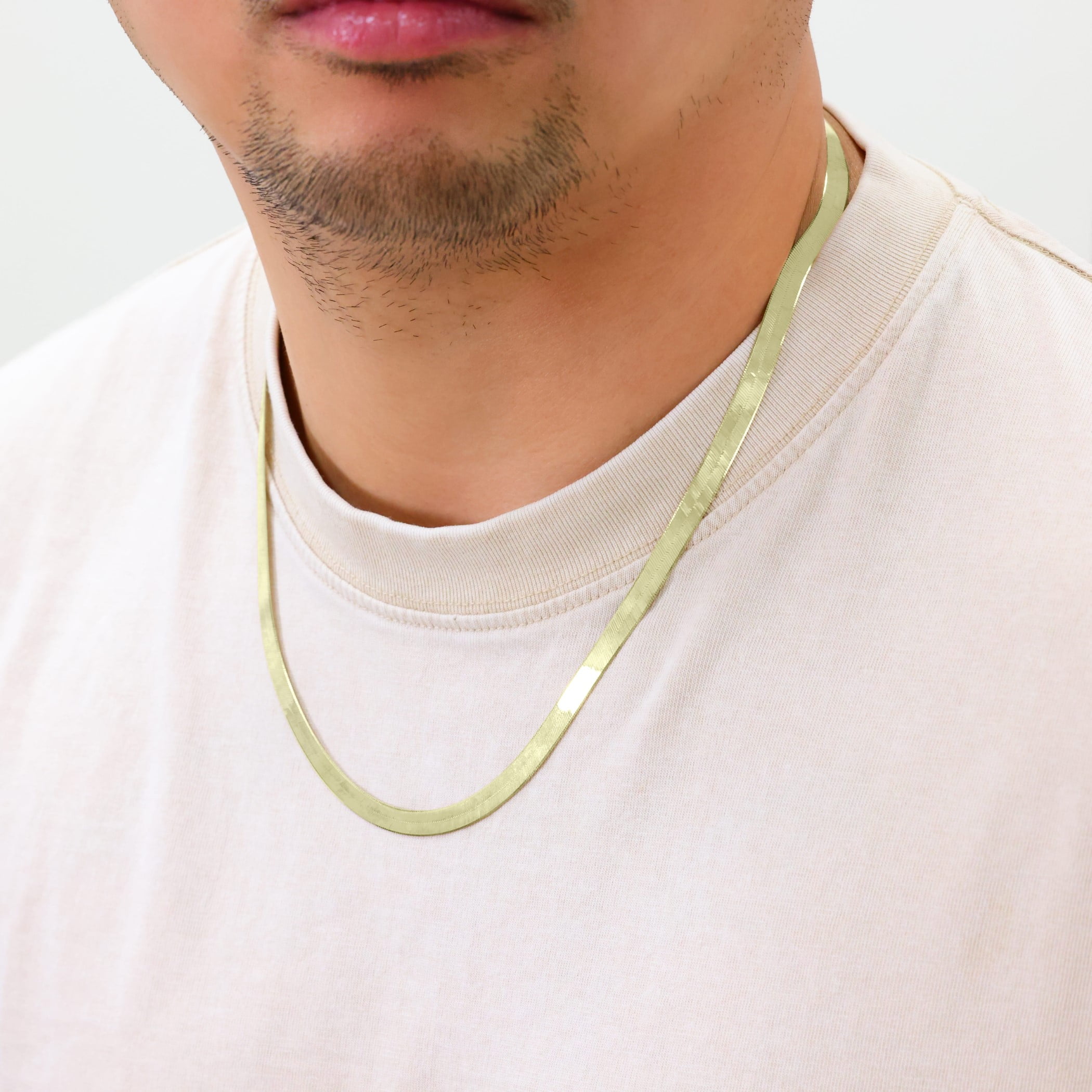 Nuragold 14k Real Yellow Gold Solid Herringbone Flexible 6mm Chain Necklace (16"-24") Italian Jewelry for Men & Women