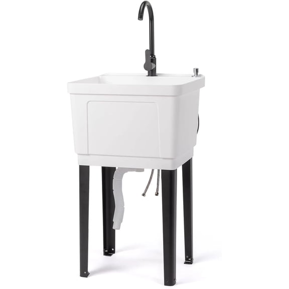 Commercial Freestanding Utility Sink Laundry Tub w/ Drain and Faucet for Garage