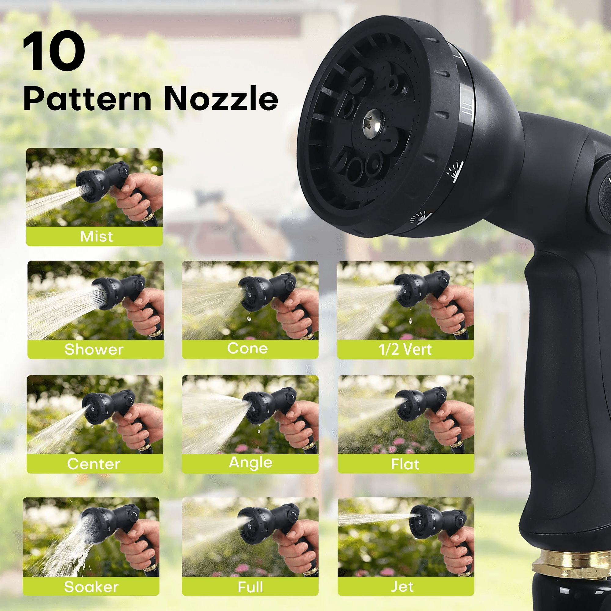 Vipuse Retractable Garden Hose Reel, 1/2 Inch x 100 ft Wall Mounted Garden Hose Reel, with 10 Pattern Nozzle, Any Length Lock, Slow Return System, 180° Swivel Bracket