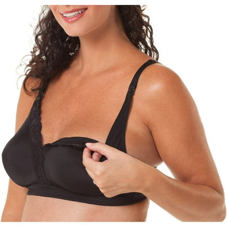Loving Moments by Leading Lady Maternity Comfort Wirefree Lace Trim Nursing Cami Bra with Full Sling