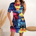 thumbnail image 1 of Ovzne Robes Grande Taille pour Femmes Rondes Robe d'Été Mode Féminine Col Rond Manches Courtes Robe Imprimée Robe de Vacances Manches Courtes Liquidation, 1 of 5