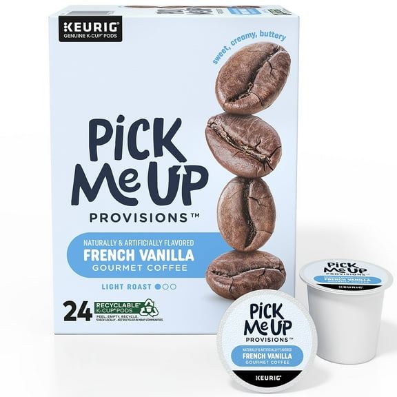 Pick Me Up Provisions French Vanilla Coffee Keurig K-Cup Pods Light Roast 24/Box (PM62434)