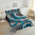 thumbnail image 4 of Erosebridal Gray Blue Bedding Full Comforter Set, Abstract Swirl Circle Down Comforter, Geometric Bedroom Decor Microfiber 3pcs, 4 of 8