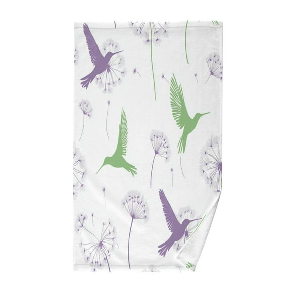 Yayeee 100% Cotton Hand Towels for Bathroom 16" x 28" Soft Absorbent Kitchen Towel, Purple Birds