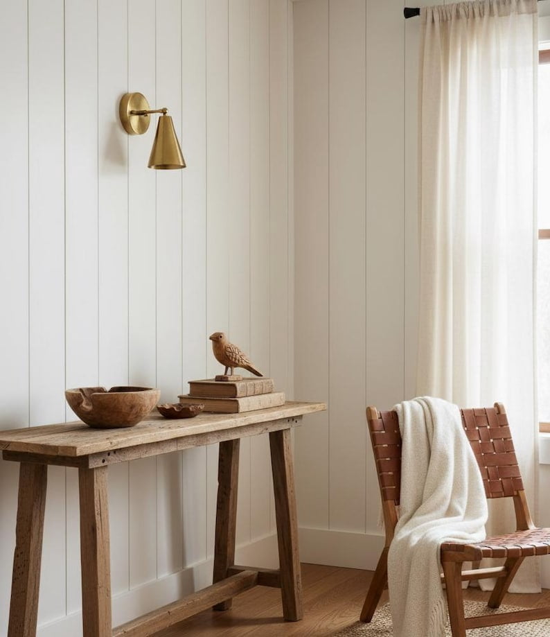 Handmade Brushed Brass Wall Sconce Light | Mid Century Cone Light