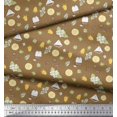 thumbnail image 2 of Soimoi Brown Poly Georgette Fabric Tea Bag,Star Anise & Lemon Slice Vegetable Print Fabric by the Yard 52 Inch Wide, 2 of 3