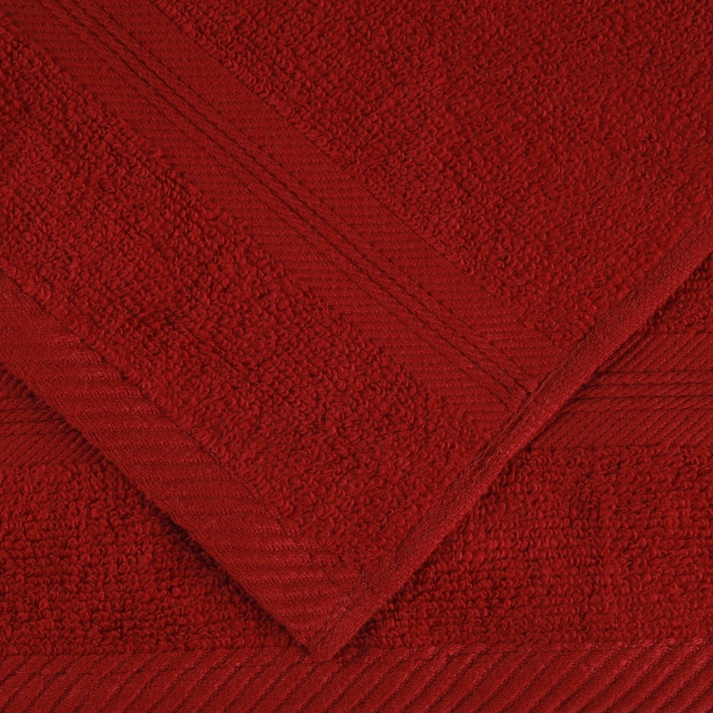 Superior Smart Dry 9-Piece Zero Twist Soft Cotton Towel Set, Quick Dry Fade Resistant, Crimson
