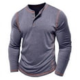 thumbnail image 3 of TOWED22 Men's Casual Front Placket Basic Long Sleeve Henley Shirt Muscle Workout Athletic Tee Tops(BU2,XL), 3 of 7