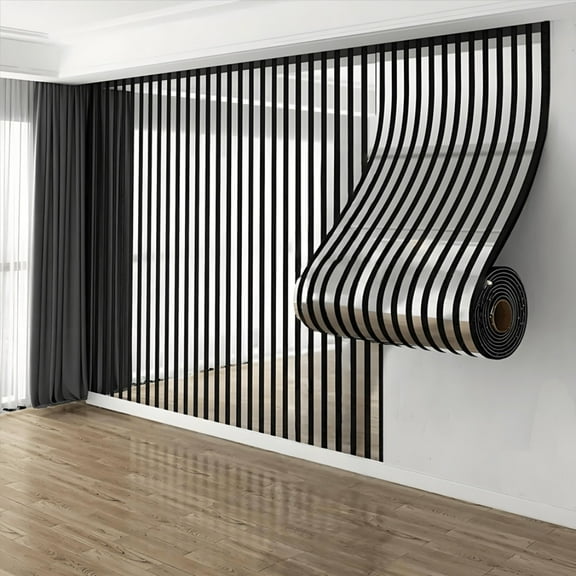 Rolls 3D Stereo Carved Metal Groove Wall Stickers – Sound-Absorbing PVC, Peel-and-Stick for Kitchen, Bathroom, Living Room