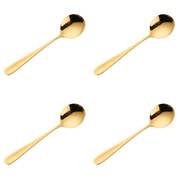 Cuchara Cena Dorada Mate Acero Inoxidable 6 9 pulgadas Mesa Redonda Apta para Lavavajillas