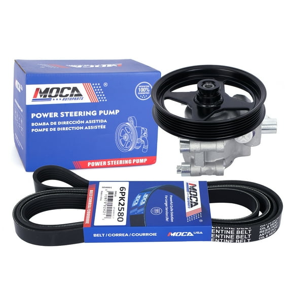 MOCA AUTOPARTS Power Steering Pump with Serpentine Belt 6PK2580 Fit for 2005-2006 Ford Expedition 5.4L & 2004-2005 Ford F-150 4.6L 5.4L & 2005-2006 Lincoln Navigator 5.4L