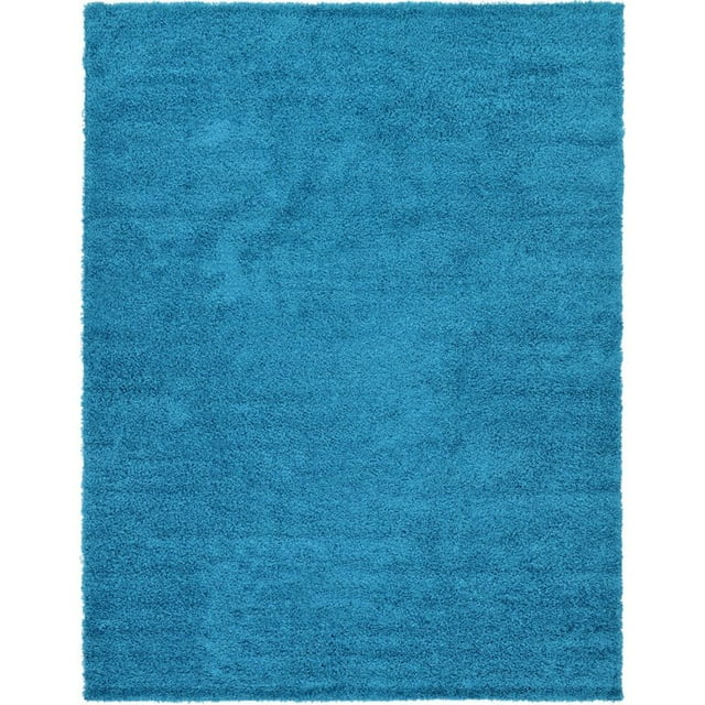 Unique Loom Solid Shag Modern Plush Area Rug 9' x 12' Rectangle Turquoise
