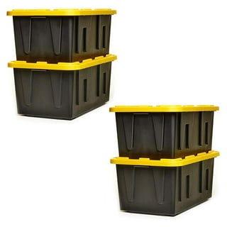 55 Gal. Tough Storage Tote in Black with Yellow Lid