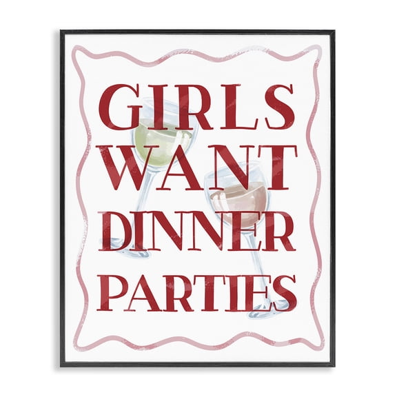 Stupell Industries Modern Girls Want Dinner Parties Black Framed Giclee Art, 16 x 20, by Lil' Rue