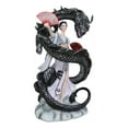 thumbnail image 4 of Legends Oriental Black Dragon King With Red Fans Geisha Dancer Fairy Figurine, 4 of 9