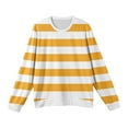 thumbnail image 6 of Wutalume Men's Round Neck Ribbed Knit Pullover, Long Sleeve Striped Print Sweater, Comfortable Stretch Top for Casual Layering and Everyday Wear,Yellow S, 6 of 6