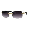 thumbnail image 2 of OG Rhinestone Stud Rimless Rectangle 90s Hip Hop Rapper Sunglasses Gold Smoke, 2 of 4