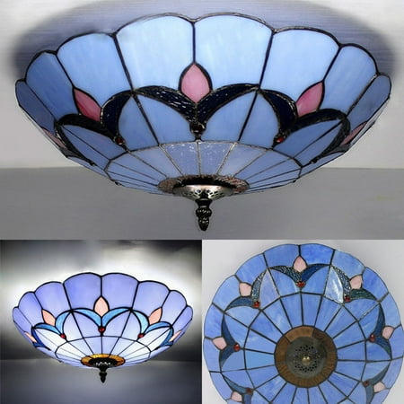 Creative Ceiling Lamp Vintage Simple Style Stained Glass Flush Mount Pendant Light Fixture For Cafe Restaurant Indoor Room Lighting Home