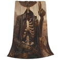 thumbnail image 2 of Honeii Western Skull Cowboy Print Fleece Blanket - Throw Blanket for Bed, Sofa, Couch, Camping, and Travel , Microplush Ultra Soft Warm Blanket-40"x30", 2 of 7