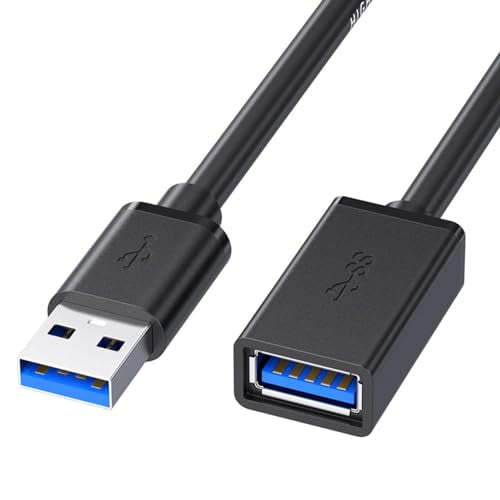 1 Pack of Black USB 3.0 Extension Cable Type A Male to Female Extension Cord for Tablet USB Keyboard Mouse Flash Drive Hard Drive Printer 5FT/1.5M