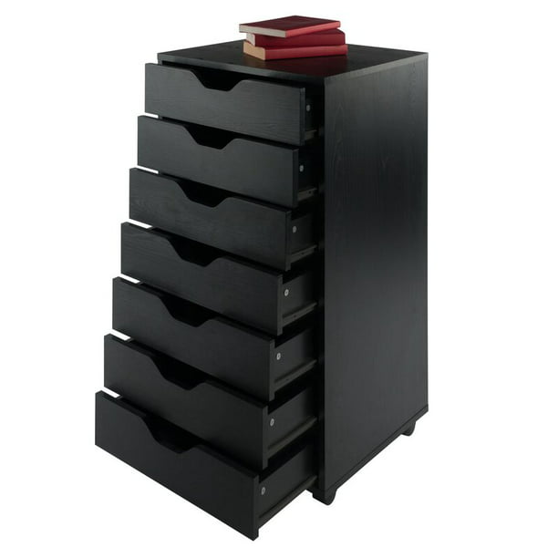 7 Drawer Wood File Cabinet Wooden, Black Storage Drawers Wood