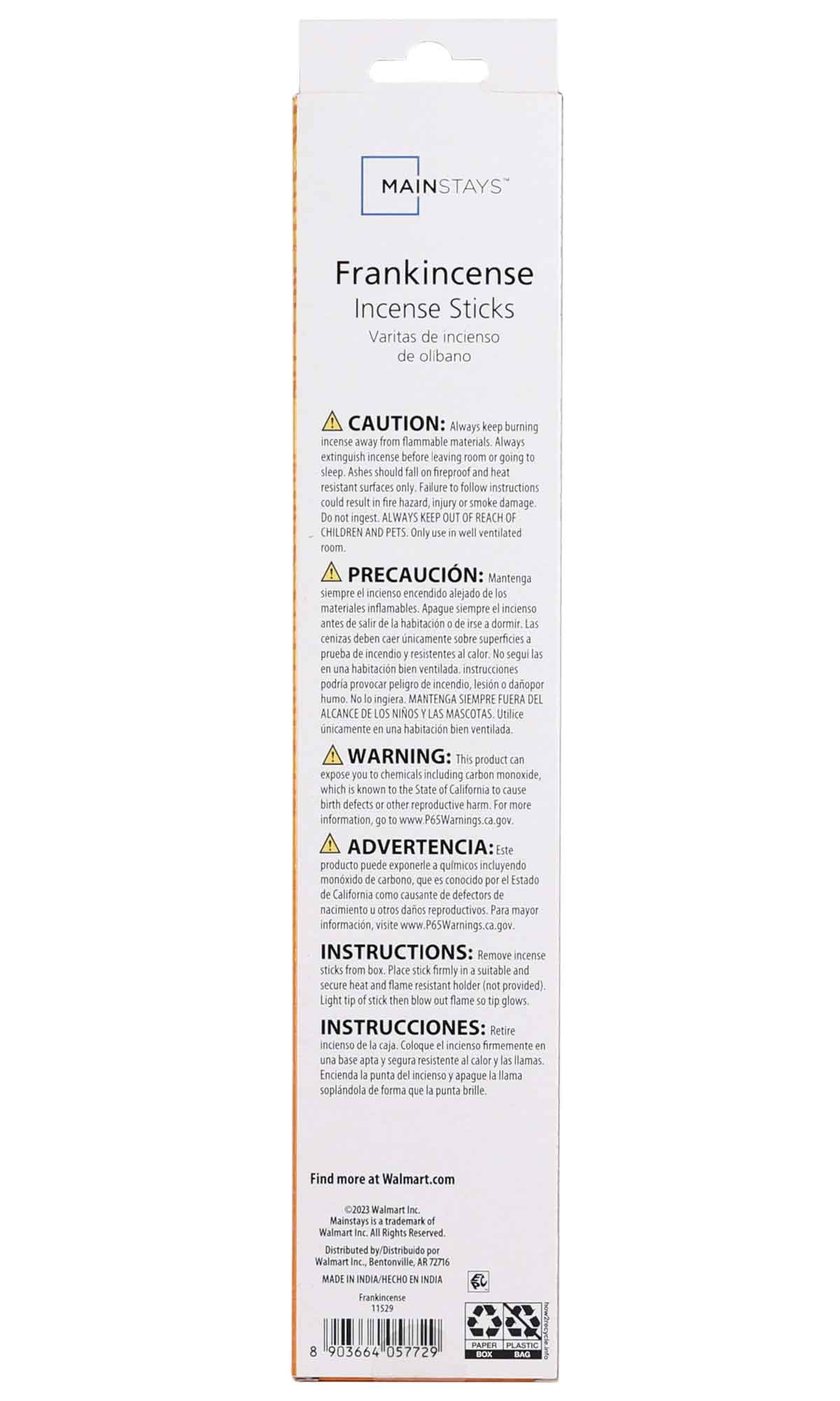 Mainstays Incense Sticks, Frankincense (Yellow), 40 Pack